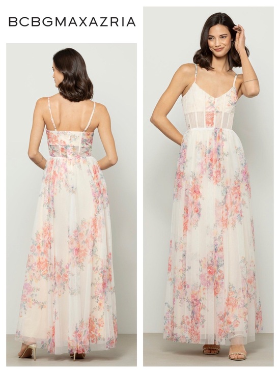 BCBGMaxAzria Dresses & Skirts - BCBGMazAzria Corset Detail Floral Gown
